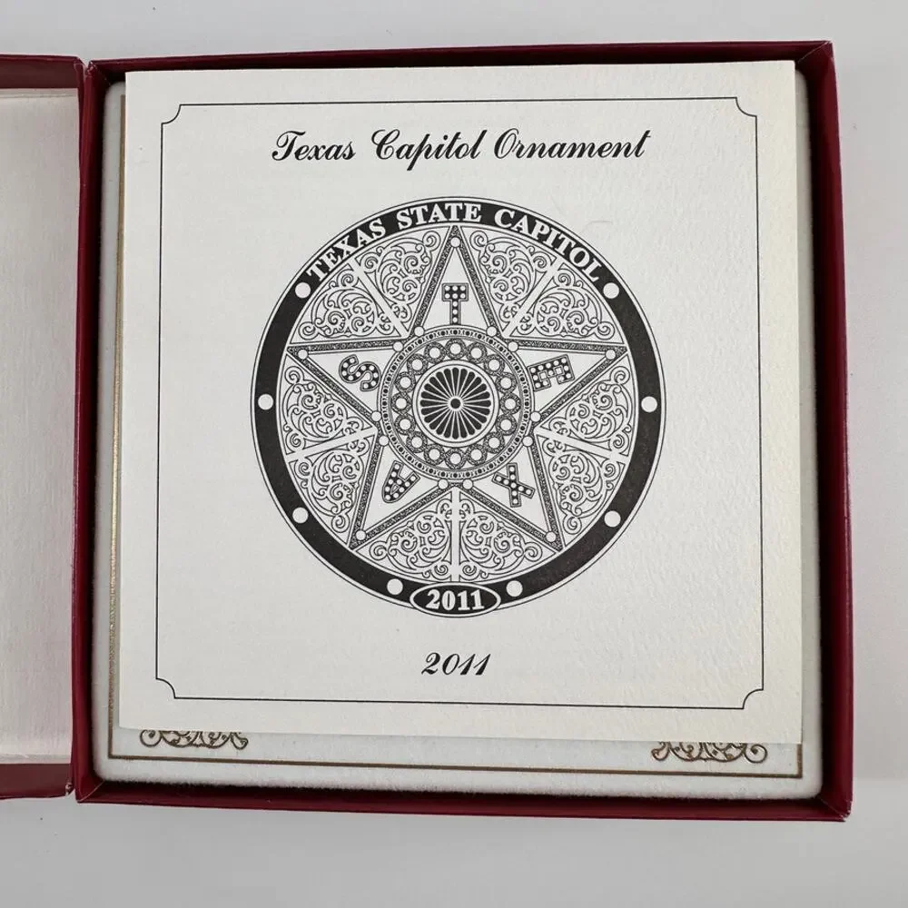 2011 Texas State Capitol Ornament Gold-Plated Official Gift Shop TX Star w/ Box